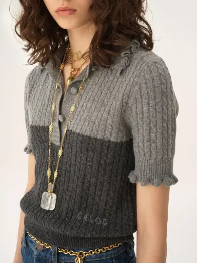 Chloé Short-sleeve polo sweater in a wool & cashmere knit | Thumbnail 6 Chloé Short-sleeve polo sweater in a wool & cashmere knit | Thumbnail 6