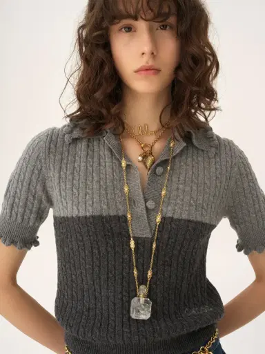 Chloé Short-sleeve polo sweater in a wool & cashmere knit | Thumbnail 7 Chloé Short-sleeve polo sweater in a wool & cashmere knit | Thumbnail 7
