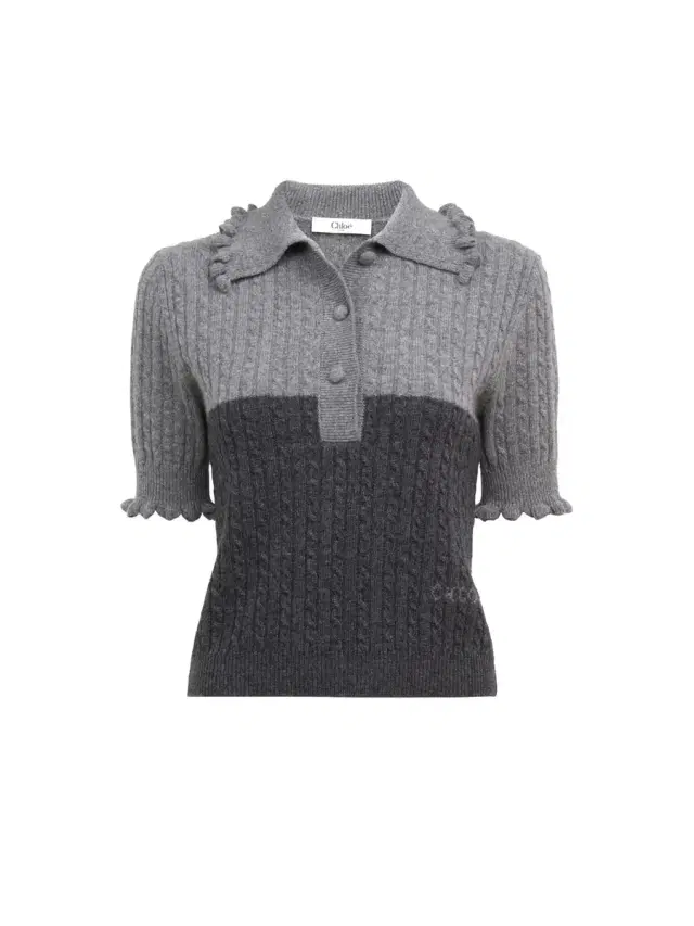 Short-sleeve polo sweater in a wool & cashmere knit Short-sleeve polo sweater in a wool & cashmere knit