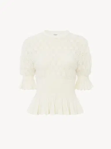 Chloé Short-sleeve ruffled sweater in a wool-mix knit | Thumbnail 2 Chloé Short-sleeve ruffled sweater in a wool-mix knit | Thumbnail 2