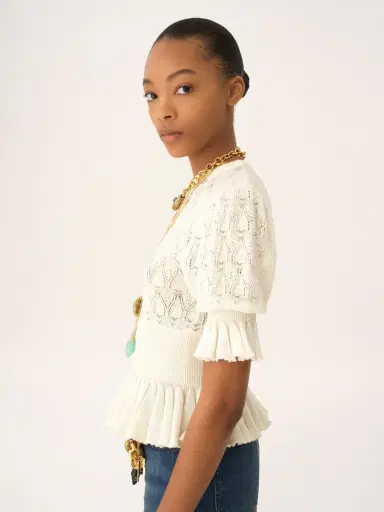 Chloé Short-sleeve ruffled sweater in a wool-mix knit | Thumbnail 5 Chloé Short-sleeve ruffled sweater in a wool-mix knit | Thumbnail 5
