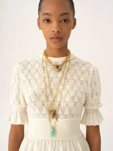 Chloé Short-sleeve ruffled sweater in a wool-mix knit | Thumbnail 7 Chloé Short-sleeve ruffled sweater in a wool-mix knit | Thumbnail 7