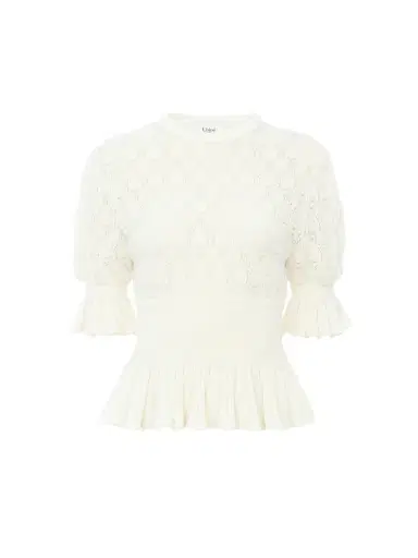 Chloé Short-sleeve ruffled sweater in a wool-mix knit | Thumbnail 1 Chloé Short-sleeve ruffled sweater in a wool-mix knit | Thumbnail 1
