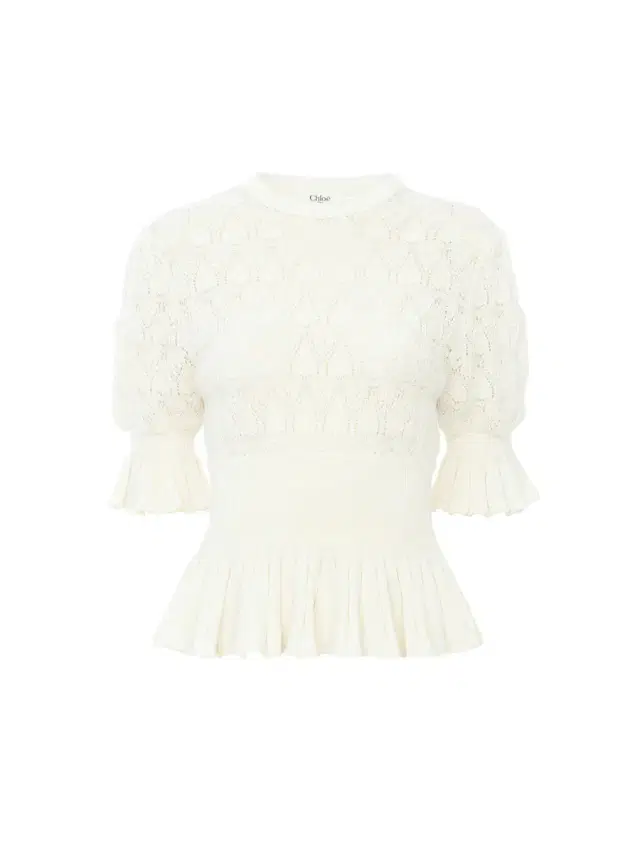 Short-sleeve ruffled sweater in a wool-mix knit Short-sleeve ruffled sweater in a wool-mix knit