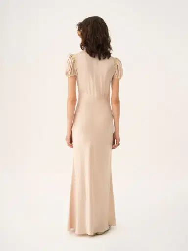 Chloé Puff-sleeve column dress in washed silk satin & lace | Thumbnail 5 Chloé Puff-sleeve column dress in washed silk satin & lace | Thumbnail 5