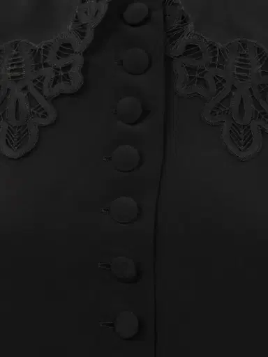 Chloé Long-sleeve mini dress in crêpe de chine & lace | Thumbnail 3 Chloé Long-sleeve mini dress in crêpe de chine & lace | Thumbnail 3