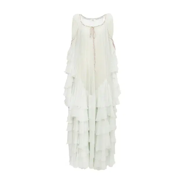 Oversized long ruffled dress in silk mousseline Oversized long ruffled dress in silk mousseline