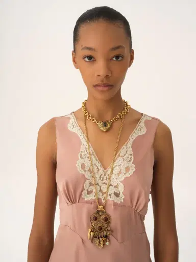 Chloé Sleeveless mini dress in washed silk satin & lace | Thumbnail 6 Chloé Sleeveless mini dress in washed silk satin & lace | Thumbnail 6