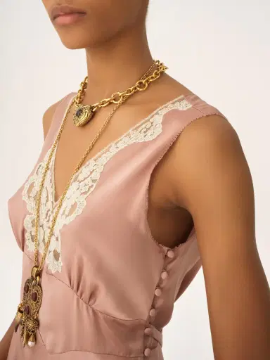 Chloé Sleeveless mini dress in washed silk satin & lace | Thumbnail 7 Chloé Sleeveless mini dress in washed silk satin & lace | Thumbnail 7