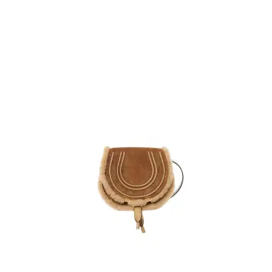 Chloé Small Marcie saddle bag in suede leather & shearling | Thumbnail 1 Chloé Small Marcie saddle bag in suede leather & shearling | Thumbnail 1