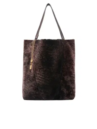 Chloé Large Chloé Spin tote bag in shearling | Thumbnail 1 Chloé Large Chloé Spin tote bag in shearling | Thumbnail 1