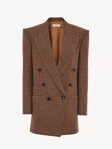 Chloé Double-breasted tailored jacket in houndstooth wool | Thumbnail 2 Chloé Double-breasted tailored jacket in houndstooth wool | Thumbnail 2