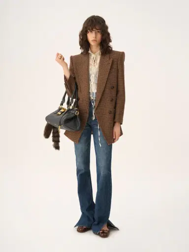 Chloé Double-breasted tailored jacket in houndstooth wool | Thumbnail 3 Chloé Double-breasted tailored jacket in houndstooth wool | Thumbnail 3