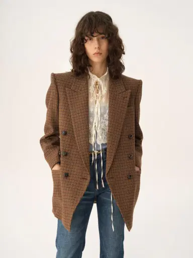 Chloé Double-breasted tailored jacket in houndstooth wool | Thumbnail 4 Chloé Double-breasted tailored jacket in houndstooth wool | Thumbnail 4