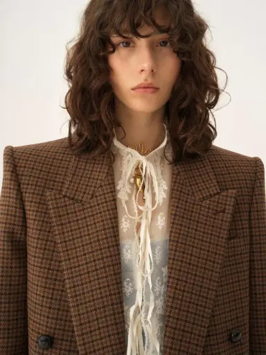 Chloé Double-breasted tailored jacket in houndstooth wool | Thumbnail 7 Chloé Double-breasted tailored jacket in houndstooth wool | Thumbnail 7