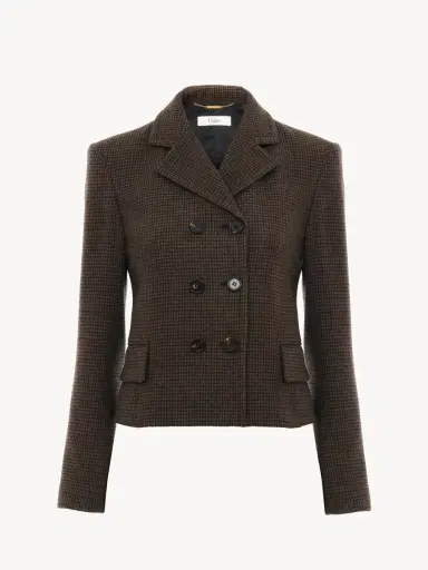 Chloé Double-breasted fitted jacket in houndstooth wool | Thumbnail 2 Chloé Double-breasted fitted jacket in houndstooth wool | Thumbnail 2