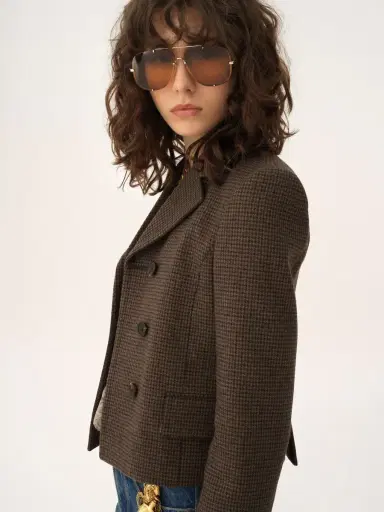 Chloé Double-breasted fitted jacket in houndstooth wool | Thumbnail 6 Chloé Double-breasted fitted jacket in houndstooth wool | Thumbnail 6