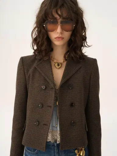 Chloé Double-breasted fitted jacket in houndstooth wool | Thumbnail 7 Chloé Double-breasted fitted jacket in houndstooth wool | Thumbnail 7