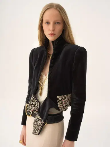 Chloé Fitted Spencer jacket in velvet | Thumbnail 4 Chloé Fitted Spencer jacket in velvet | Thumbnail 4