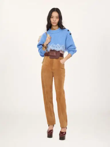 Chloé Straight pants in suede leather | Thumbnail 3 Chloé Straight pants in suede leather | Thumbnail 3