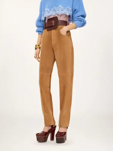 Chloé Straight pants in suede leather | Thumbnail 4 Chloé Straight pants in suede leather | Thumbnail 4