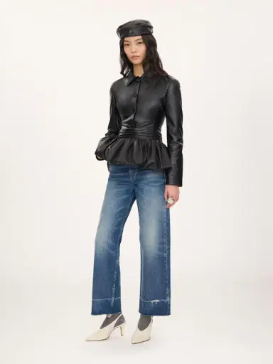 Chloé Fitted tailored jacket in leather | Thumbnail 3 Chloé Fitted tailored jacket in leather | Thumbnail 3