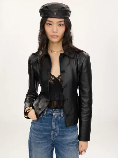 Chloé Fitted tailored jacket in leather | Thumbnail 4 Chloé Fitted tailored jacket in leather | Thumbnail 4