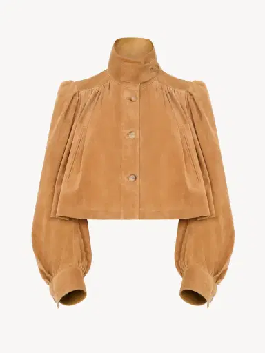 Chloé Gathered boule jacket in suede leather | Thumbnail 2 Chloé Gathered boule jacket in suede leather | Thumbnail 2