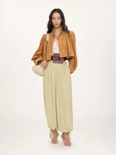 Chloé Gathered boule jacket in suede leather | Thumbnail 3 Chloé Gathered boule jacket in suede leather | Thumbnail 3