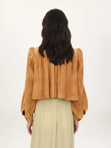 Chloé Gathered boule jacket in suede leather | Thumbnail 5 Chloé Gathered boule jacket in suede leather | Thumbnail 5