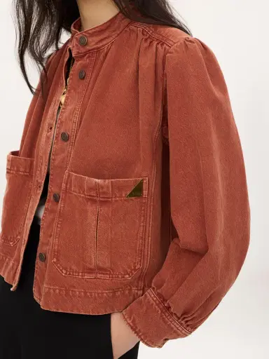 Chloé High-neck gathered jacket in denim | Thumbnail 4 Chloé High-neck gathered jacket in denim | Thumbnail 4
