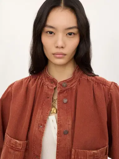 Chloé High-neck gathered jacket in denim | Thumbnail 6 Chloé High-neck gathered jacket in denim | Thumbnail 6