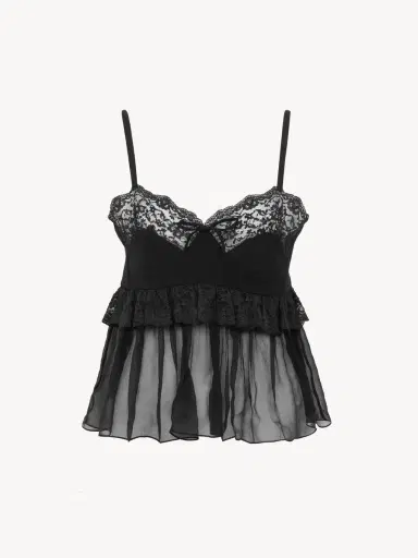 Chloé Thin-strap lingerie top in crêpe de chine | Thumbnail 2 Chloé Thin-strap lingerie top in crêpe de chine | Thumbnail 2