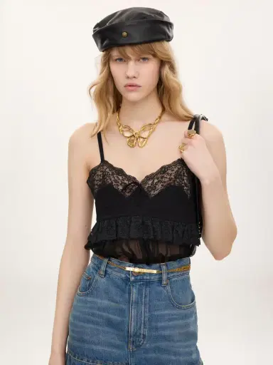 Chloé Thin-strap lingerie top in crêpe de chine | Thumbnail 4 Chloé Thin-strap lingerie top in crêpe de chine | Thumbnail 4