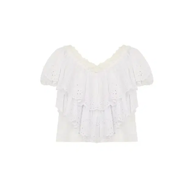 Cropped V-neck ruffle top in cotton voile & lace Cropped V-neck ruffle top in cotton voile & lace