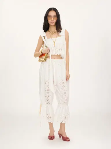 Chloé Knotted-strap cropped top in soft cotton | Thumbnail 3 Chloé Knotted-strap cropped top in soft cotton | Thumbnail 3