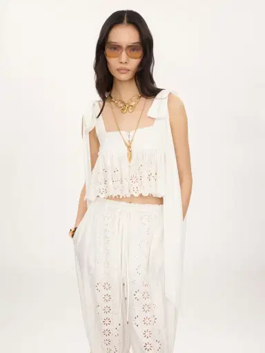 Chloé Knotted-strap cropped top in soft cotton | Thumbnail 4 Chloé Knotted-strap cropped top in soft cotton | Thumbnail 4