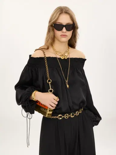 Chloé Off-the-shoulder top in washed silk satin | Thumbnail 4 Chloé Off-the-shoulder top in washed silk satin | Thumbnail 4