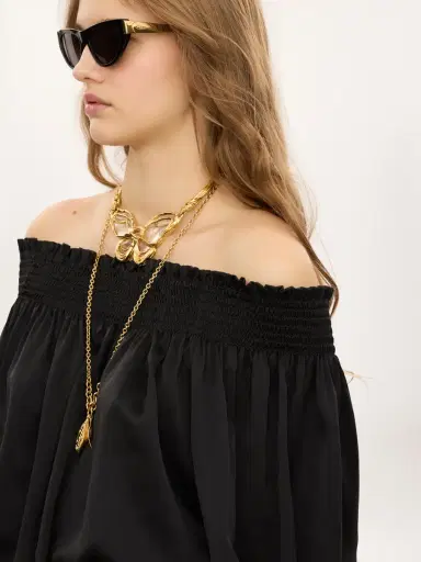 Chloé Off-the-shoulder top in washed silk satin | Thumbnail 6 Chloé Off-the-shoulder top in washed silk satin | Thumbnail 6