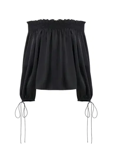 Chloé Off-the-shoulder top in washed silk satin | Thumbnail 1 Chloé Off-the-shoulder top in washed silk satin | Thumbnail 1