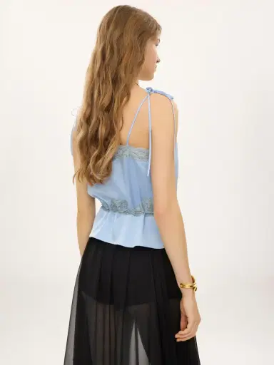 Chloé Drawstring camisole top in washed silk satin & lace | Thumbnail 5 Chloé Drawstring camisole top in washed silk satin & lace | Thumbnail 5