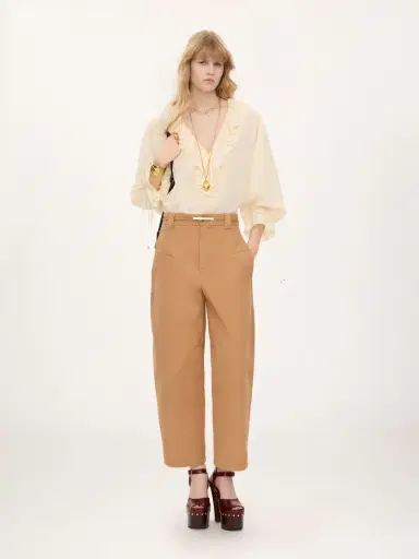 Chloé V-neck ruffle top in crêpe de chine | Thumbnail 3 Chloé V-neck ruffle top in crêpe de chine | Thumbnail 3