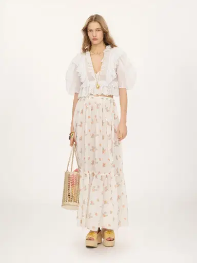 Chloé Cropped V-neck ruffle top in cotton voile | Thumbnail 3 Chloé Cropped V-neck ruffle top in cotton voile | Thumbnail 3
