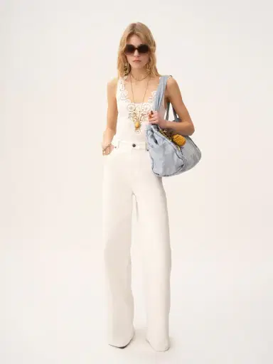 Chloé Fitted tank top in cotton jersey & guipure | Thumbnail 3 Chloé Fitted tank top in cotton jersey & guipure | Thumbnail 3