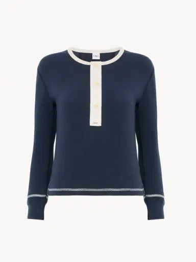 Chloé Fitted Henley shirt in cotton jersey | Thumbnail 2 Chloé Fitted Henley shirt in cotton jersey | Thumbnail 2