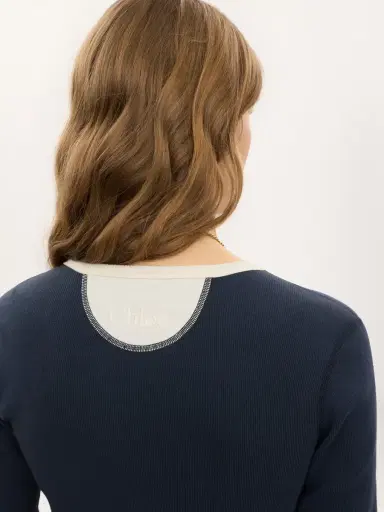 Chloé Fitted Henley shirt in cotton jersey | Thumbnail 7 Chloé Fitted Henley shirt in cotton jersey | Thumbnail 7