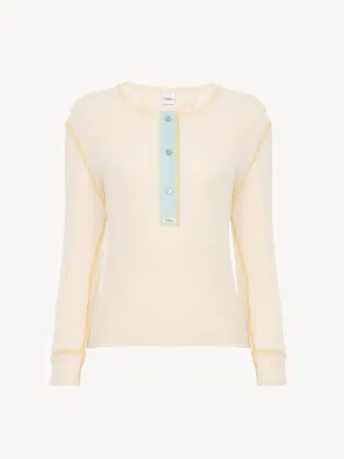 Chloé Fitted Henley shirt in cotton jersey | Thumbnail 2 Chloé Fitted Henley shirt in cotton jersey | Thumbnail 2