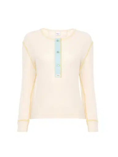 Chloé Fitted Henley shirt in cotton jersey | Thumbnail 1 Chloé Fitted Henley shirt in cotton jersey | Thumbnail 1