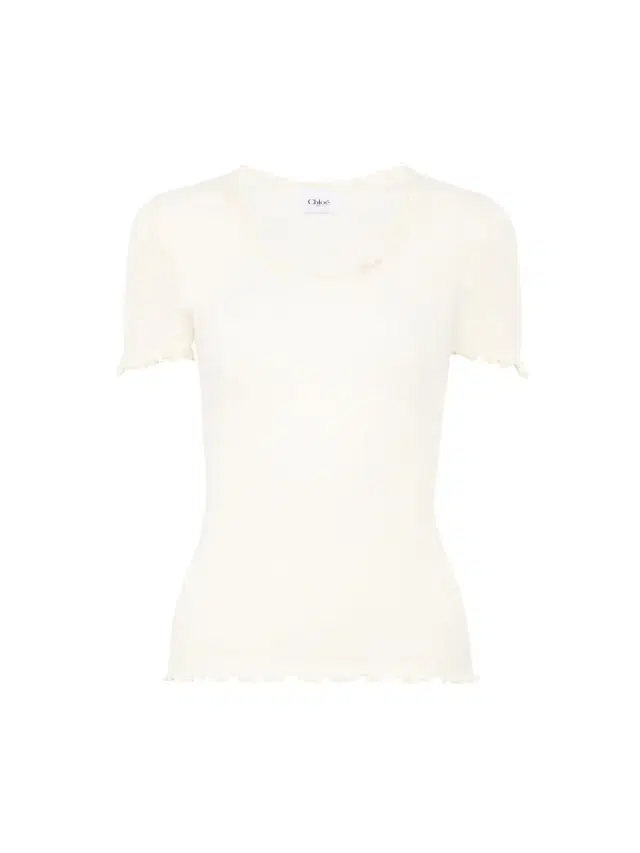 Scoop-neck fitted T-shirt in cotton & silk jersey Scoop-neck fitted T-shirt in cotton & silk jersey