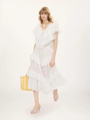 Chloé Layered ruffled midi skirt in cotton voile | Thumbnail 3 Chloé Layered ruffled midi skirt in cotton voile | Thumbnail 3